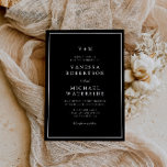 Convites casamento exclusivo do Código QR de borda branca<br><div class="desc">bordas pretas simples e elegante tema de casamento preto e branco,  o texto,  o código QR e as cores podem ser editados.</div>
