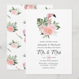 Convites Casamento Exótico Tropical de Flamingo Rosa Sr & S