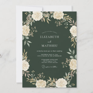 Convites Casamento Exquisito na Floresta em Hunter Green