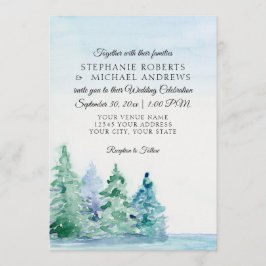 Convites Casamento exterior dos pinhos altos da montanha da