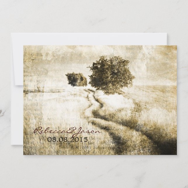Convites Casamento exterior ocidental da estrada secundária (Frente)