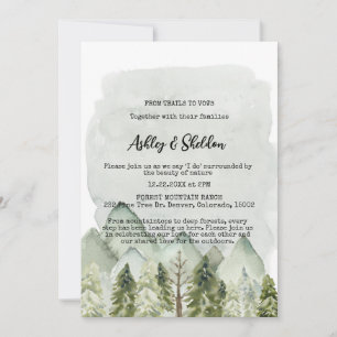 Convites Casamento Exterior Rustic Green Pine Tree Mountain