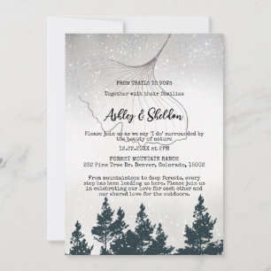 Convites Casamento Exterior Rustic Green Pine Tree Mountain