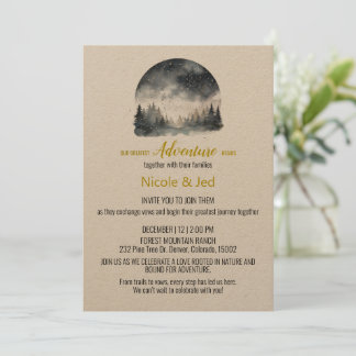 Convites Casamento Exterior Rustic Winter Kraft Pine Trees