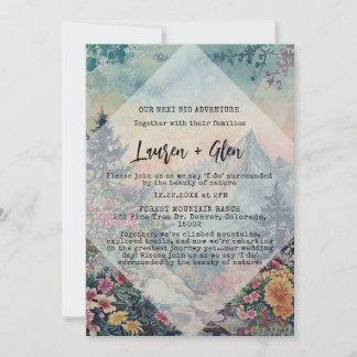 Convites Casamento Exterior Rustic Winter Pine Trees Mounta