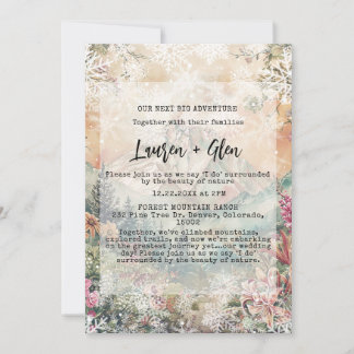 Convites Casamento Exterior Rustic Winter Pine Trees Mounta