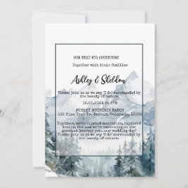 Convites Casamento Exterior Rustic Winter Pine Trees Mounta