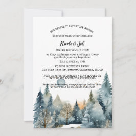 Convites Casamento Exterior Rustic Winter Pine Trees Snow O