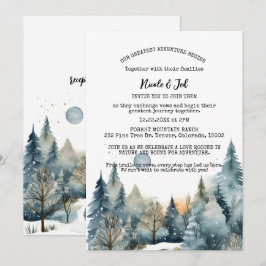 Convites Casamento Exterior Rustic Winter Pine Trees Snow O