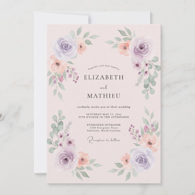 Convites Casamento Exuberante de Rosa Cor-de-Rosa na Primav (Frente)