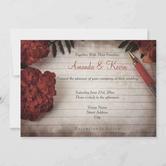 Convites Casamento Fall Floral Rustic (Frente)