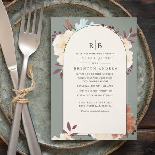 Convites Casamento Familiar Floral Botânico Monograma