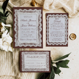 Convites Casamento Fancy Chocolate Marrom Renda Dinheiro An
