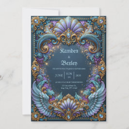 Convites Casamento Fantasia com Asa Lavanda
