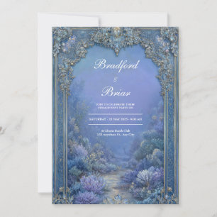 Convites Casamento Fantasia Congelada Lavanda Azul Barroco