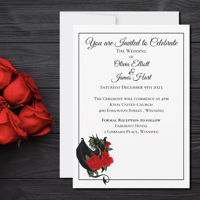 Convites Casamento Fantasia de Rosas vermelhas de Dragão Ne (Criador carregado)