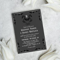 Casamento Fantasia Monograma de Dragão Preto Cinza