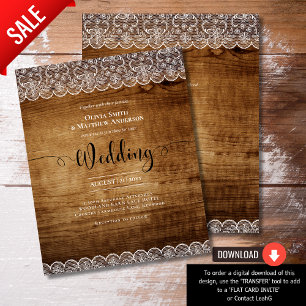 Convites Casamento Farmhouse Rustic Lace Country Barn