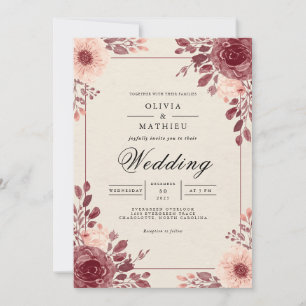 Convites Casamento Farmoso de Arca Floral Rosa Dusty