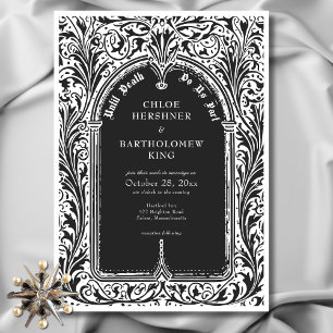 Convites Casamento Farmoso Gótico Negro Branco Medieval