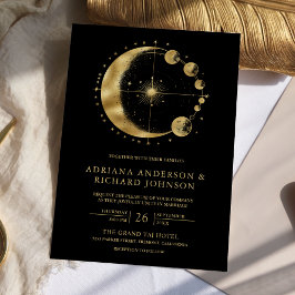 Convites Casamento Fases da Lua Crescente Preto Celestial D