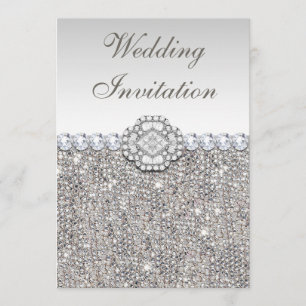 Convites Casamento Faux Silver Sequins and Diamond Images