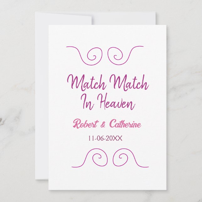Convites casamento feito no céu rosa roxo borda espanhola n (Frente)