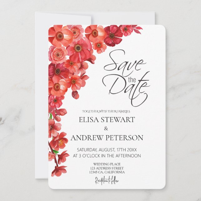 Convites Casamento Feliz Casamento Floral Romântico (Frente)