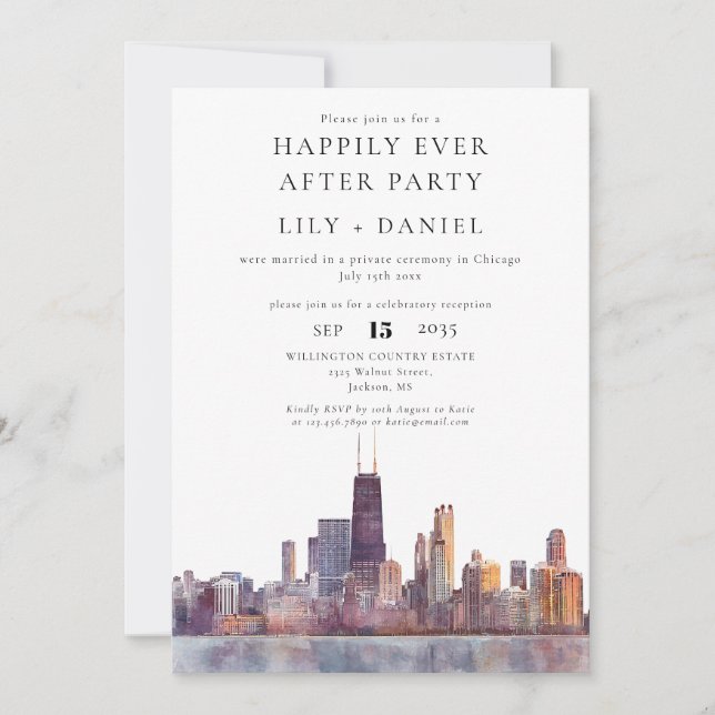 Convites Casamento Feliz para Sempre em Chicago (Frente)