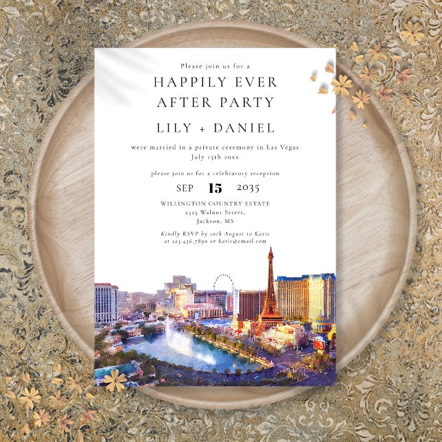 Convites Casamento Feliz para Sempre em Las Vegas (Happily Ever After Las Vegas Wedding Invitation)