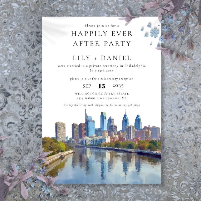 Convites Casamento Feliz para Sempre Filadélfia (Happily Ever After Philadelphia Wedding Invitation)