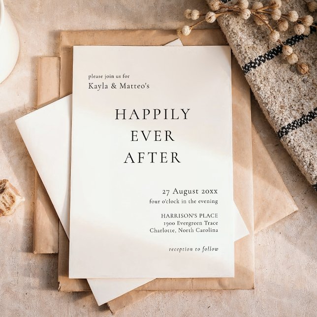 Convites Casamento Feliz para Sempre Tipografia Clássica (Criador carregado)