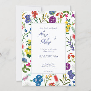 Convites Casamento Feminino de Padrão Floral Colorido