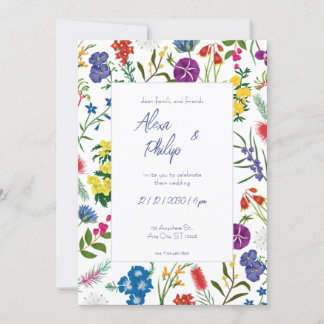 Convites Casamento Feminino de Padrão Floral Colorido