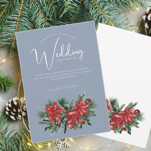 Convites Casamento Festivo de Natal Dusty Blue Winter