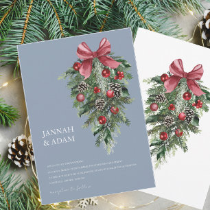 Convites Casamento Festivo de Natal Dusty Blue Winter