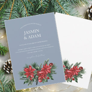 Convites Casamento Festivo de Natal Dusty Blue Winter