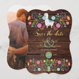 Convites Casamento Fiesta Save The Date Llama Folk Flores