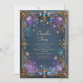 Convites Casamento Filigrana Celestial Violeta da Meia-Noit