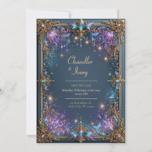 Convites Casamento Filigrana Celestial Violeta da Meia-Noit