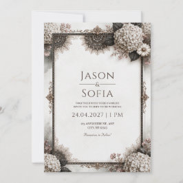 Convites Casamento Filigrana Hortênsia Sépia