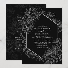 Convites Casamento Físico Geométrico Branco Negro Tudo Em U