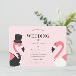 Convites Casamento Flamingo Rosa