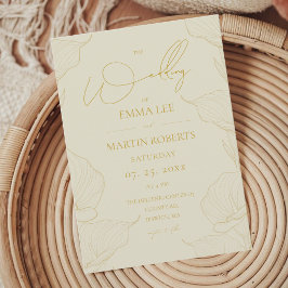 Convites Casamento Flor Amarela Manteiga Creme Delicado