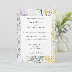 Convites Casamento Flor Amarela Verde Lavanda Roxa