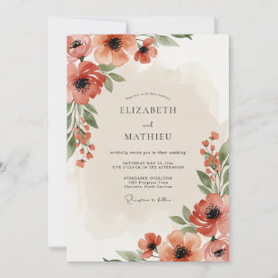 Convites Casamento Flor Coral Verdejante