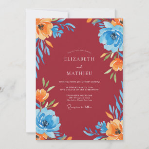 Convites Casamento Flor de Açafrão Azul