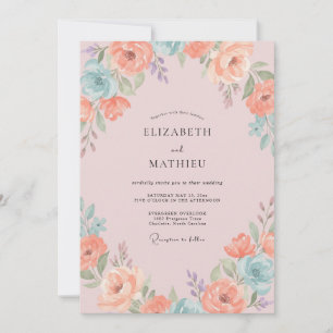 Convites Casamento Flor de Açafrão Azul