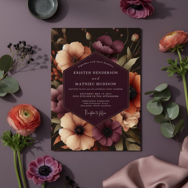 Convites Casamento Flor de Amaranto Roxo (Criador carregado)