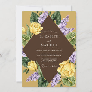 Convites Casamento Flor de Amarelo Roxo
